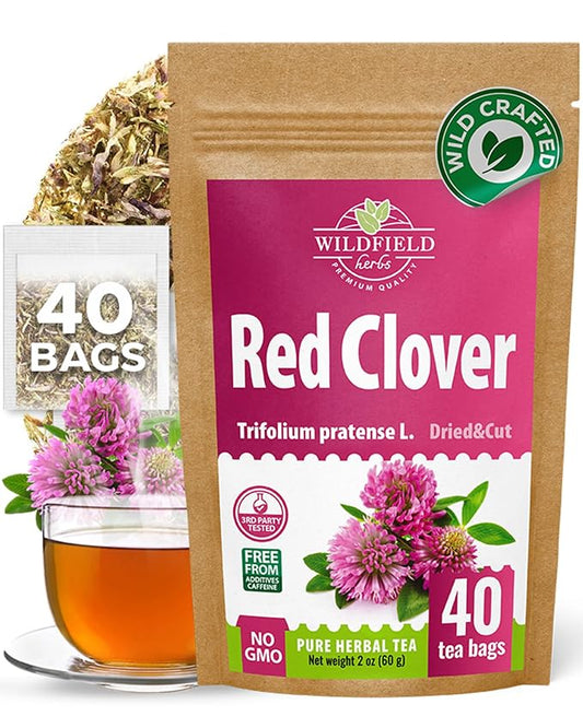 40 Bags Red Clover Herb Tea (Trifolium Pratense) – 40 Count 1.5g Herbal Bags Trébol Rojo