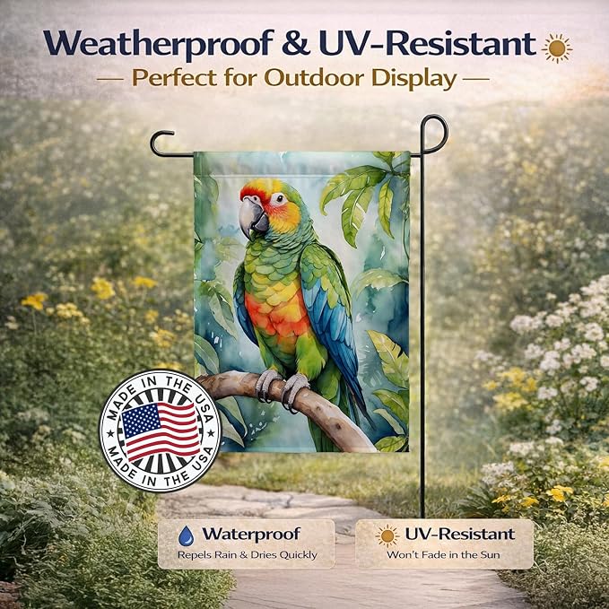 Caroline's Treasures Amazon Parrot Garden Flag Mailbox Flag Decorative Yard Flag Banner Outside Patio Artwork Yard Flower Beds, Garden Size, Multicolor