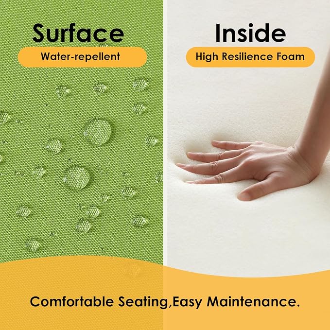 Outdoor Sunbrella Square Corner Seat Cushion, 18.5"x16"x3", Set of 4, Non Slip Seat Cushion Pads with Removable Cover for Patio Furniture, Garden Yard Lawn, Canvas Ginkgo