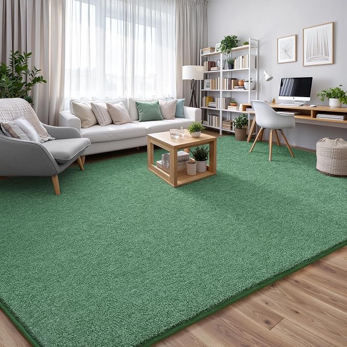 Keeko 4x6 Area Rugs for Living Room,Soft Washable Memory Foam Bedroom Rug | Indoor Throw Rug Low Pile Minimalist Non Slip Carpet for Kids Nursery Classroom Dorm Room Home Decor Green and White