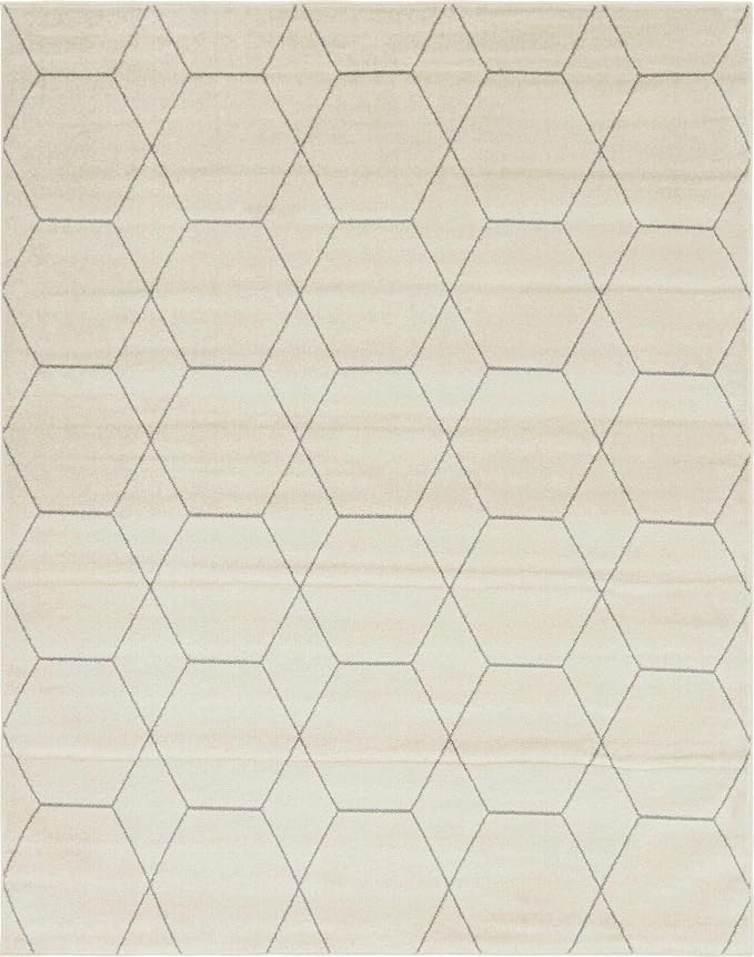 Unique Loom Trellis Frieze Collection Area Rug - Geometric (7' 10" x 10', Ivory/ Gray)