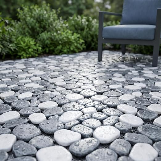 4 Pcs Interlocking Natural Deck Tiles 11.8" x 11.8" for Garden Patio Path | for Landscaping, Indoor & Outdoor, Waterproof, Easy to Install, DIY Landscape Decor