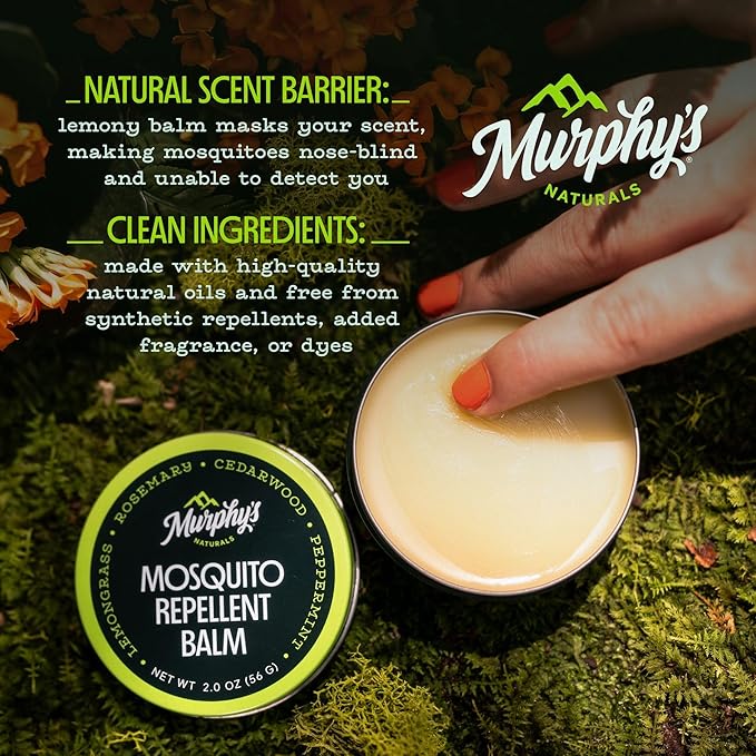 Murphy's Naturals Mosquito Repellent Balm, Plant-Based, 2 oz (Pack of 2) | Formulated with cedarwood, lemongrass & rosemary oils; DEET-free*, repels mosquitoes up to 2 hrs & ticks 1 hr; travel-size
