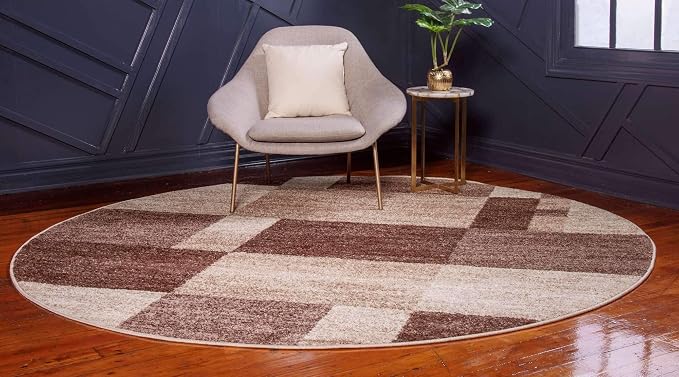 Unique Loom Autumn Collection Area Rug - Providence (3' 3" Round, Light Brown/ Beige)