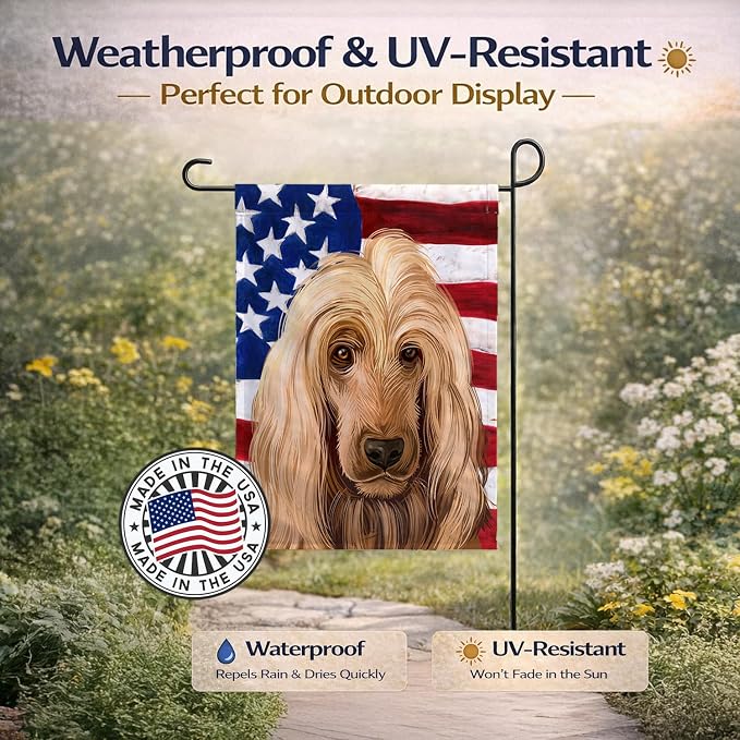Caroline's Treasures CK6511GF English Cocker Spaniel American Flag Garden Flag Mailbox Flag Decorative Yard Flag Banner Outside Patio Artwork Yard Flower Beds, Garden Size, Multicolor