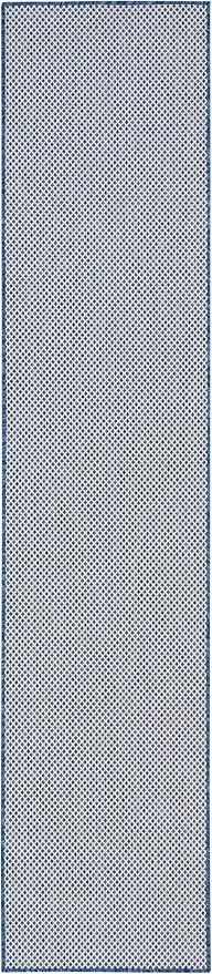 Nourison Home Courtyard Ivory Blue 2' x 6' Area Rug - Easy Clean, Non Shedding, Bed Room, Living Room, Dining Room, Kitchen (6' Runner)