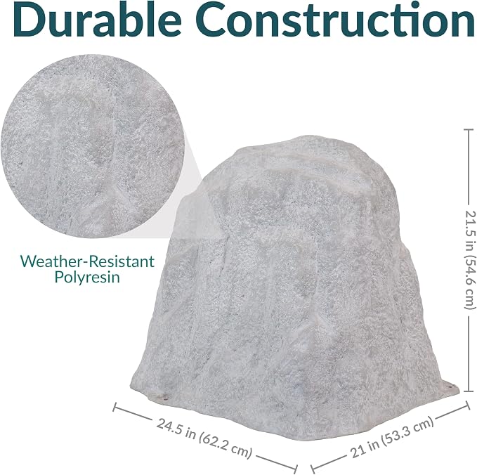 Sunnydaze Gray Decorative Landscape Rock Sculpture - Polyresin Well Cover, Septic Tank Artificial Stone - Set of 2 with Stakes