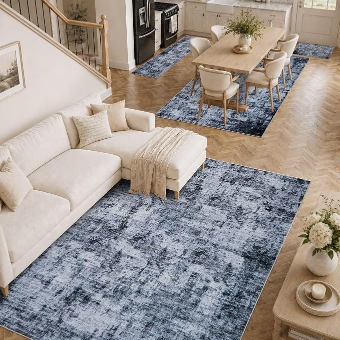 9x12 Area Rugs Washable Modern Abstract Living Room Bedroom Rug | Non Slip Soft Carpets Indoor Floor Stain Resistant Large Carpet for Bedroom Dining Room Farmhouse Nursery Home Office