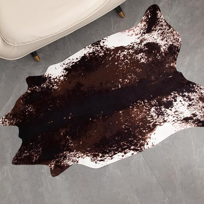 MACEVIA Faux Cowhide Rug Cute Cow Print Rugs Animal Area Carpet Western Decor for Living Room Bedroom Non-Slip 43.3" L x 29.5" W(3.6ft x 2.4ft)