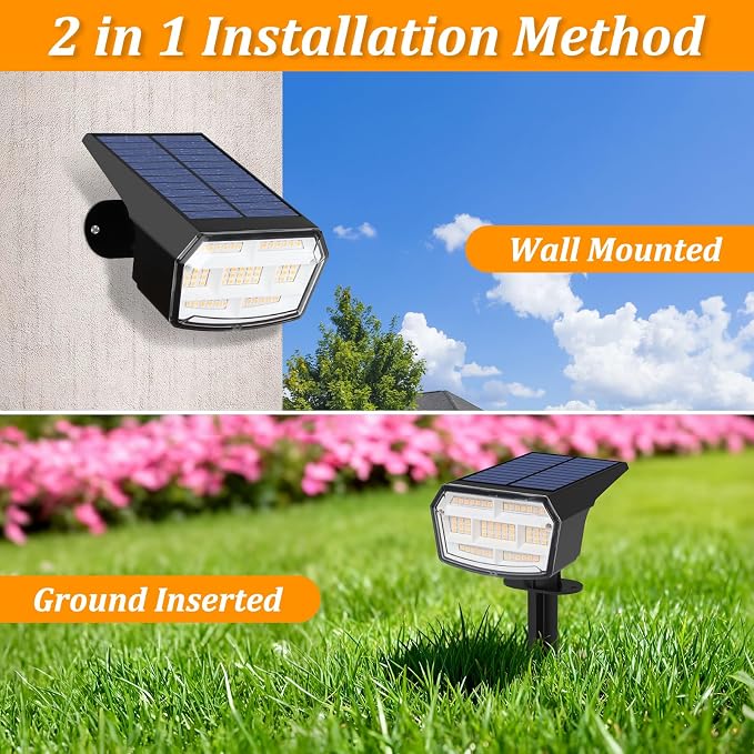 Sucolite 8-Pack Solar Spot Lights Outdoor Waterproof IP65, 3 Lighting Modes 2-in-1 Solar Landscape Spotlights for Yard, 59 LED Solar Powered Wall Lights for Garden Pathway Driveway Walkway, Warm White