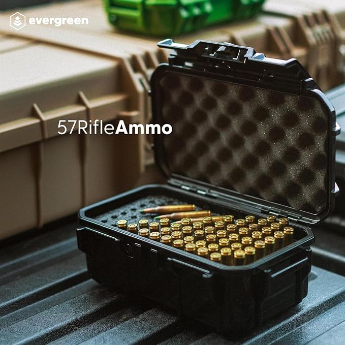 Evergreen Rifle Ammo Cases - Multiple Options - Compatible with 223, 5.56, 300 BLK, 7.62/43 Win, 6.5 Creedmoor, 30-06 / 12GA, 16GA, 20GA / 7.62, 30-06, 308 Win / 338 Lapua