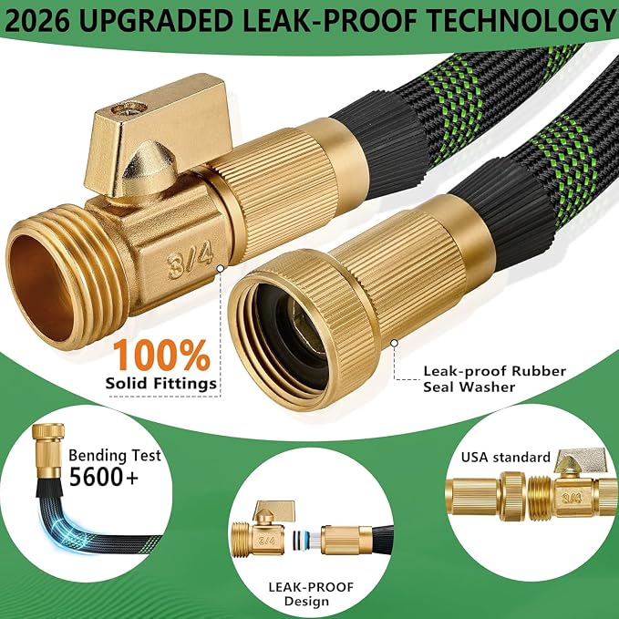 75 ft Flexible Garden Hose with 10 Spray Nozzle-Heavy Duty Superior Strength 96D Material Garden hoses -5-Layer PTE Latex Core - Lightweight Water hoses- Extra Strong Brass Connectors Garden hose