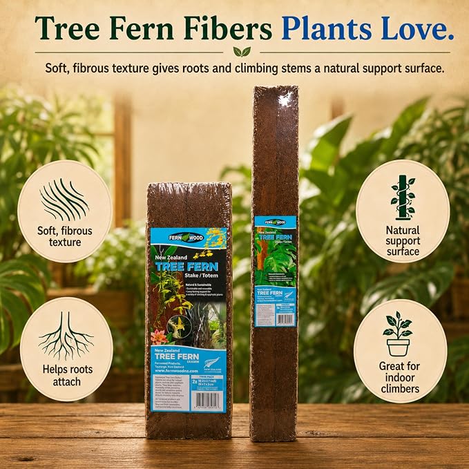 Fernwood Tree Fern Totem Pole Climbing Plant Support - 2 Pack – 19.7x2x2 | For Orchids, Aroids, and Other Climbing Plants | Indoor and Outdoor Plants | Soft, Durable, Fibrous | Natural and Sustainable