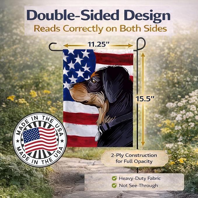 Caroline's Treasures CK6744GF Transylvanian Hound American Flag Garden Flag Mailbox Flag Decorative Yard Flag Banner Outside Patio Artwork Yard Flower Beds, Garden Size, Multicolor