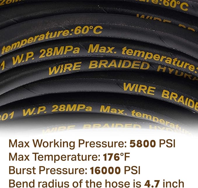 Twinkle Star 50FT Pressure Washer Hose with 3/8 Inch Quick Connect, High Tensile Wire Braided Power Washer Hose, 5,800 PSI