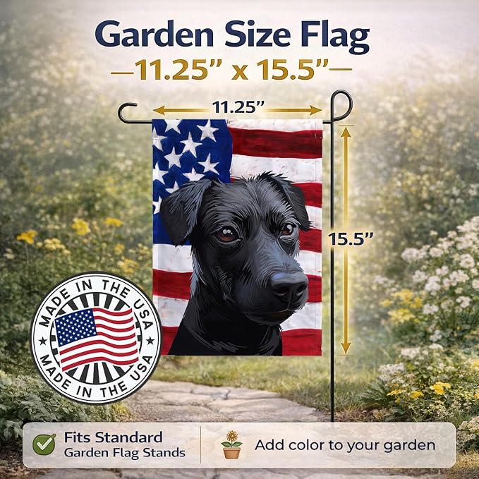 Caroline's Treasures CK6638GF Patterdale Terrier Dog American Flag Garden Flag Mailbox Flag Decorative Yard Flag Banner Outside Patio Artwork Yard Flower Beds, Garden Size, Multicolor