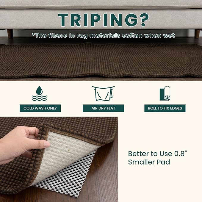 KOZYFLY Washable 4x5 Entry Woven Area Rug, Braided Throw Rugs for Entryway, Non Slip Door Mat Indoor Entrance, Flatweave Carpet for Foyer, Bedroom, Dining, Office, Brown/Dark Brown
