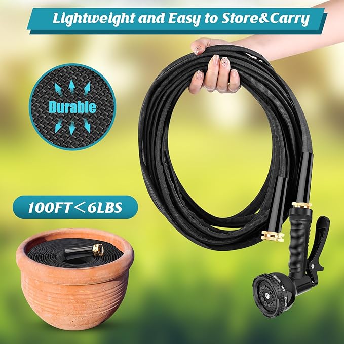 Itsonestep Garden Hose 50ft, 3/4" GHT Non-Expanding Water Hose Lightweight, Flexible Garden Hose with 10 Function Nozzle, Kink-Free, Sturdy, High-Pressure, Abrasion Resistant Hoses for Yard, Garden
