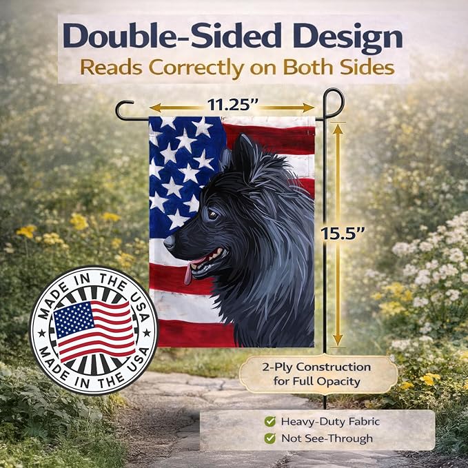 Caroline's Treasures CK6730GF Swedish Lapphund Dog American Flag Garden Flag Mailbox Flag Decorative Yard Flag Banner Outside Patio Artwork Yard Flower Beds, Garden Size, Multicolor
