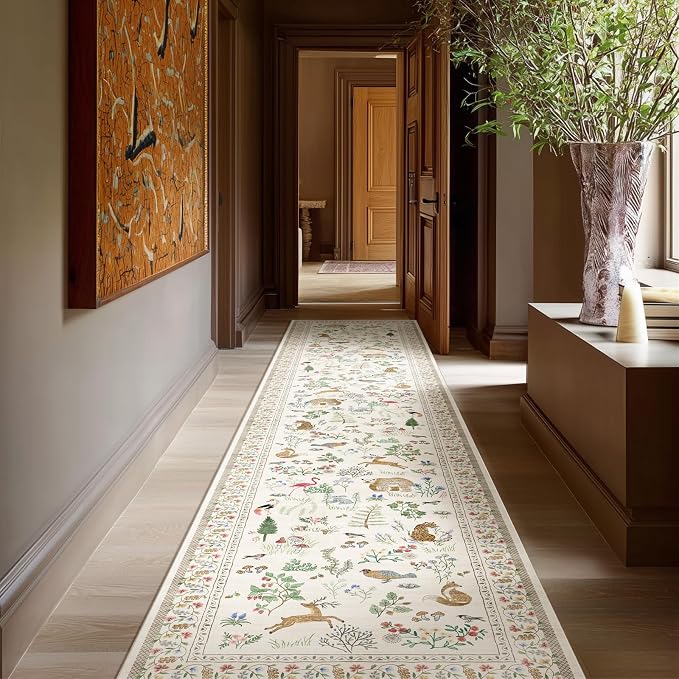 Machine Washable Kitchen Runner Rugs: 2'x10' Hallway Runner Non Slip Low Pile Stain Resistant Soft Indoor Carpet Runners for Hallways Entryway Kitchen Laundry Room Beside Farmhouse
