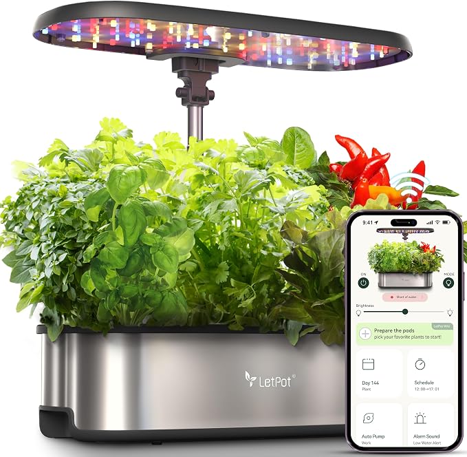 LETPOT LPH-SE Hydroponics Growing System, 12 Pods Smart Herb Garden Kit Indoor, Indoor Garden, APP & WiFi Controlled, with 24W Growing LED, 5.5L Water Tank, Pump System, Automatic Timer | APP & WiFi Controlled, 24W Growing LED, 5.5L Water Tank, Pump Sy...