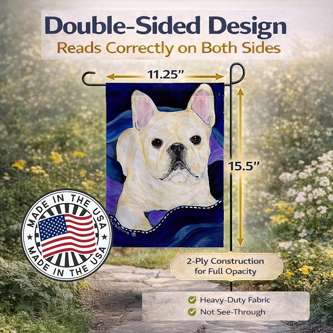 Caroline's Treasures SS8126GF French Bulldog Garden Flag Mailbox Flag Decorative Yard Flag Banner Outside Patio Artwork Yard Flower Beds, Garden Size, Multicolor