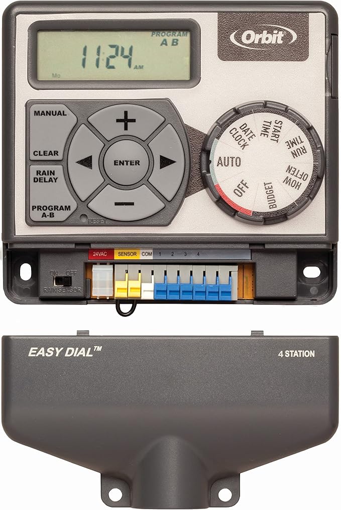 Orbit Easy Dial 4-Station Irrigation System Controller, Indoor, Grey, 28964