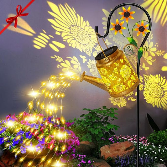 ostritec Solar Lanterns Garden Decor Sunflower Lights, Large Hanging Lantern with Shepherd Hook, Waterproof Outdoor Decor for Landscape Pathway Yard, Gifts for Mom Women Mothers Day