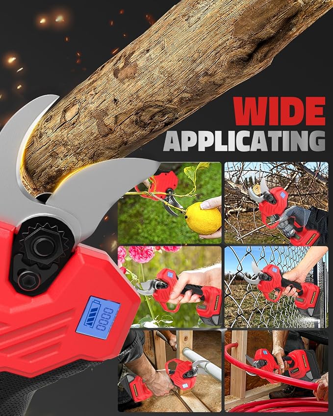 Cerycose Cordless Electric Pruning Shears Compatible with Milwaukee 18V Battery, 0.8-2-Inch Cordless Portable Pole Pruner with LCD Display & Imported SK7 Steel Blades for Gardening Shears(Tool Only)
