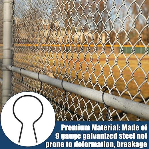 Hicarer 200 Pcs 1-7/8" Od Twist Fence Ties Preformed 9 Gauge Galvanized Steel with Drill Chuck Pre-Cut Chain Link Fence Tools for Fixing Chain Link Mesh to Posts Farms Gardens (Black)
