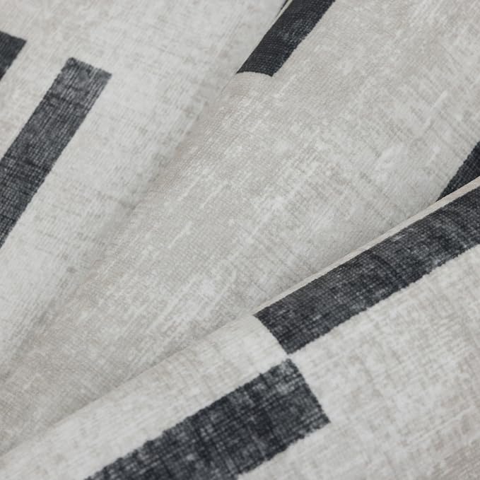 Machine Washable Area Rug Runner - Living Room Bedroom Bathroom Kitchen Entryway Office -Non-Slip Baking Low Pile Stain Resistant Premium - Modern Geometric Loki-Beige & Black 2'6" x 6'