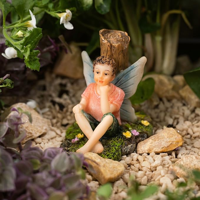 PRETMANNS Fairies for Fairy Garden - Fishing Fairy Figurines – Accessories for Indoor or Outdoor Miniature Garden – 2-Piece Set