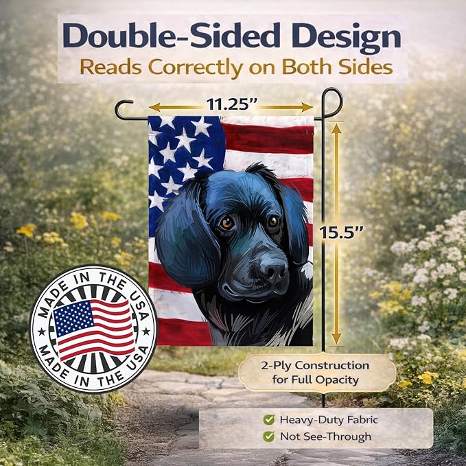 Caroline's Treasures CK6723GF Stabyhoun Dog American Flag Garden Flag Mailbox Flag Decorative Yard Flag Banner Outside Patio Artwork Yard Flower Beds, Garden Size, Multicolor