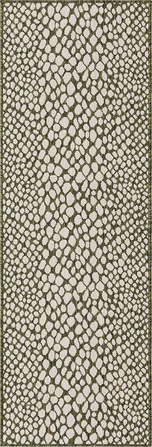Unique Loom Outdoor Collection Area Rug - Cape Town (2' x 6' 1" Runner, Green/ Ivory)
