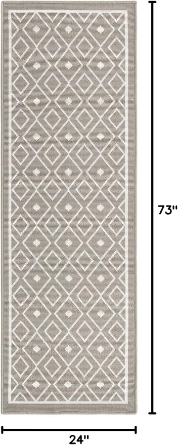 Unique Loom Outdoor Trellis Collection Area Rug - Kafes (2'x 6' 1" Runner, Gray/ Ivory)