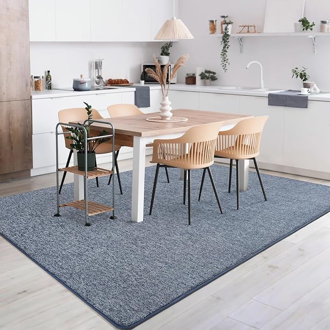 AROGAN 4x6 Area Rugs for Living Room Non Slip Dorm Bedroom Rug, Blue | Modern Area Rugs with Soft Memory Foam, Minimalist Washable Indoor Floor Carpet for Dining Room Office Kids Playroom Decor