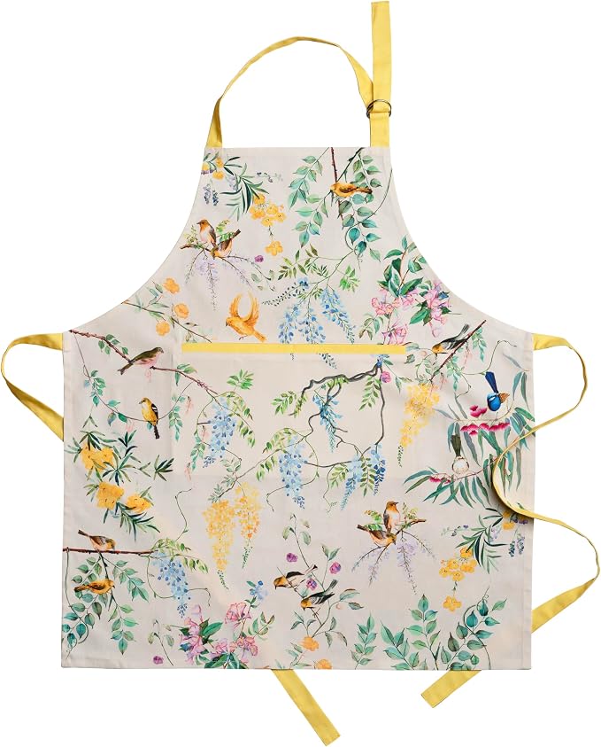 Maison d' Hermine Aprons for women with Pocket 100% Cotton (27.50"x31.50") | Adjustable Neck Strap & long ties Apron Men Chef Wedding Cooking Gardening Server Maid