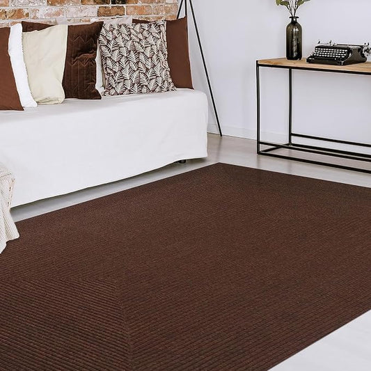 Superior Indoor/ Outdoor Area Rug, Reversible Braided Home Floor Decor for Living Room, Kitchen, Entryway, Patio, Front Porch, Deck, Modern, Boho, Farmhouse Style, 6' x 9', Cocoa