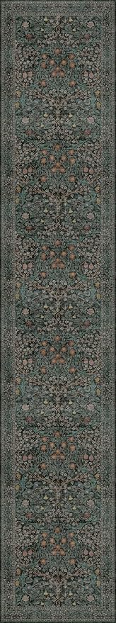 Dark Green Washable 3x16 Extra Long Runner Rug for Hallway Non Slip, Large Kitchen Indoor Floor Rugs for Entryway Hall Way, Soft Stain Resistant Low Pile Vintage Floral Carpet