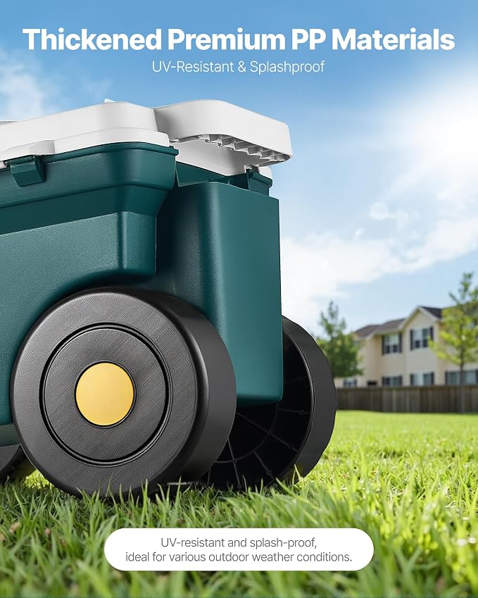 VEVOR Small Garden Seat, 2 in 1 Rolling Garden Cart with Storage Bin, Supports up to 227 lbs, Compact Outdoor Garden Scooter with Handle, Garden Stool for Yard Weeding Planting