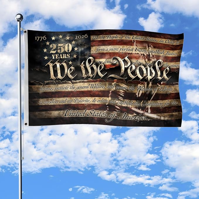250 Years Of Freedom Flag 3x5 Ft, We The People Banner, 250th Anniversary Banner, 250 Anniversary Usa Flag With Brass Grommets, 4th Of July Decorations Outdoor, Front & Back Printed 3