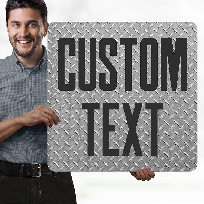 Custom Sign, Custom Street Sign, 11 Font Colors, 13 Font Styles, 4 Hole Options, 22 Sizes, 24x24 Inches, Rust Free DiBound, Fade Resistant, Made in USA by My Sign Center (Diamond Metal)