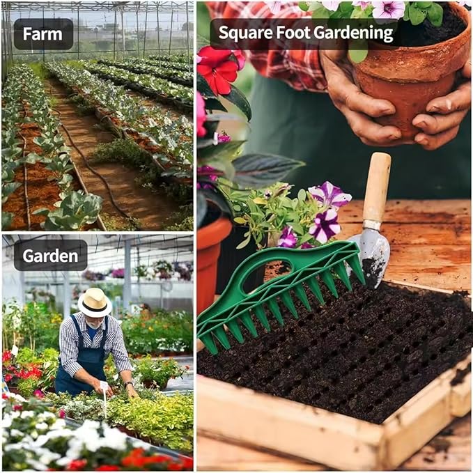 12-Hole Digger Seed Spreader,7 Piece Sowing Seeds Dispenser Set,Mini Seed Dispenser for Small Seeds, Handheld Seed Planter Tool Seed Dibber Multifunctional Spacer Gardening Tools