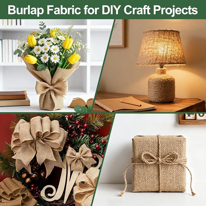 PJT 50ft x 40in Natural Burlap Plant Covers Freeze Protection, Winter Cold-Proof Burlap Fabric Tree Wrap Roll, Gardening Frost Plant Blankets for Outdoor Bushes Trees Plants