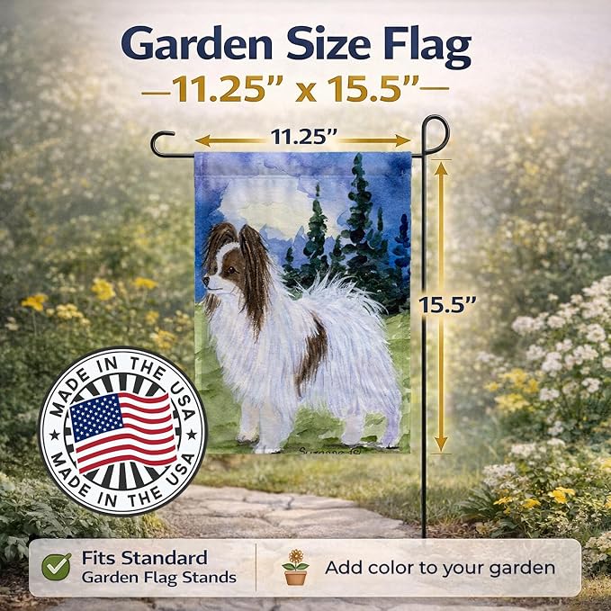 Caroline's Treasures SS8975GF Papillon Garden Flag Mailbox Flag Decorative Yard Flag Banner Outside Patio Artwork Yard Flower Beds, Garden Size, Multicolor
