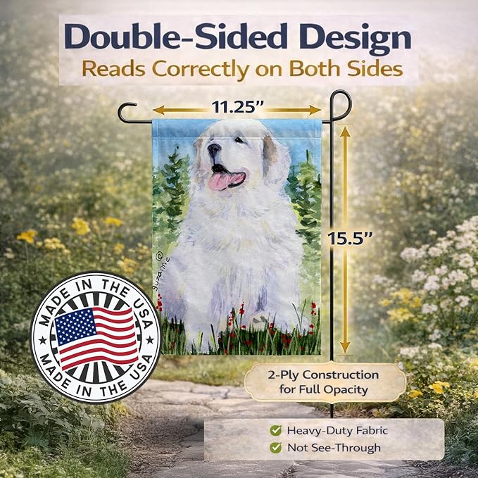 Caroline's Treasures SS8866GF Great Pyrenees Garden Flag Mailbox Flag Decorative Yard Flag Banner Outside Patio Artwork Yard Flower Beds, Garden Size, Multicolor
