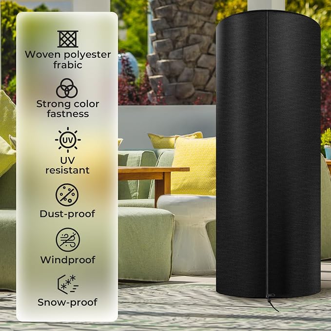 LPG Patio Heaters Cover, Cylinder Tower Patio Heater Covers, Heavy-duty and Weather-resistant Oxford Fabric, Waterproof, Dust-proof, Snow-proof, Windproof, with Zipper and Storage Bag
