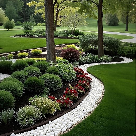 5 lbs White Rocks for Landscaping, 1-2 inch Decorative Rocks for Plants Indoor, Large Polished River Rocks for Garden, Outdoor Landscaping, Walkways, Yard, Plants Pots, Vases, Crafts