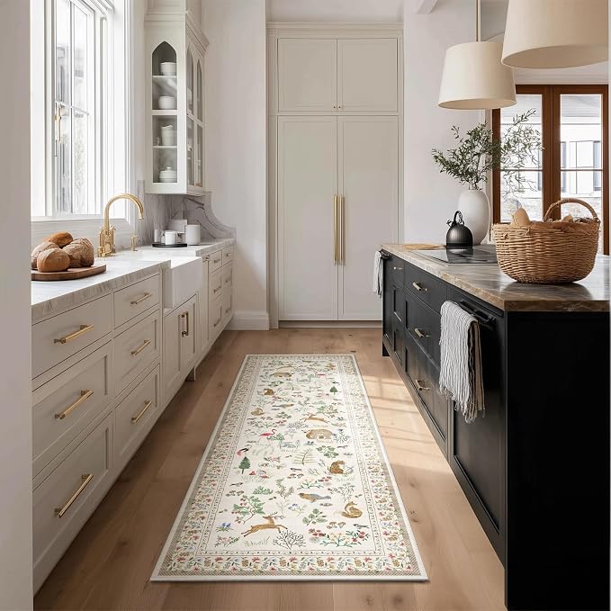 Machine Washable Kitchen Runner Rugs: 2'x6' Hallway Runner Rug Non Slip Low Pile Stain Resistant Soft Carpet Runners for Hallways Indoor Entryway Kitchen Laundry Room Beside Farmhouse