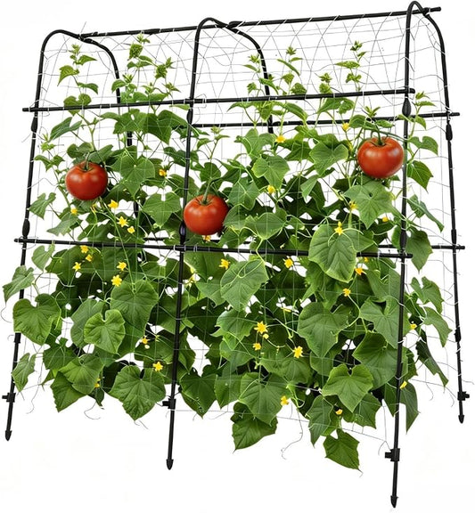 5.3x5.3FT Garden Arch Trellis for Raised Beds, Heavy Duty u-Shaped Plant Support for Climbing Vegetables, Fruits & Vines, Outdoor Rust-Resistant Metal Trellis for Vertical Growing, Black